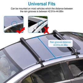 KOCASO 43" Universal Roof Rack Cross Bars, Adjustable Aluminum Lockable Crossbars W/Extendable Window Frame & Dual Key, Upgraded Rooftop Luggage Crossbars for Bare Roof Cars Trucks, 165LBS Max Load