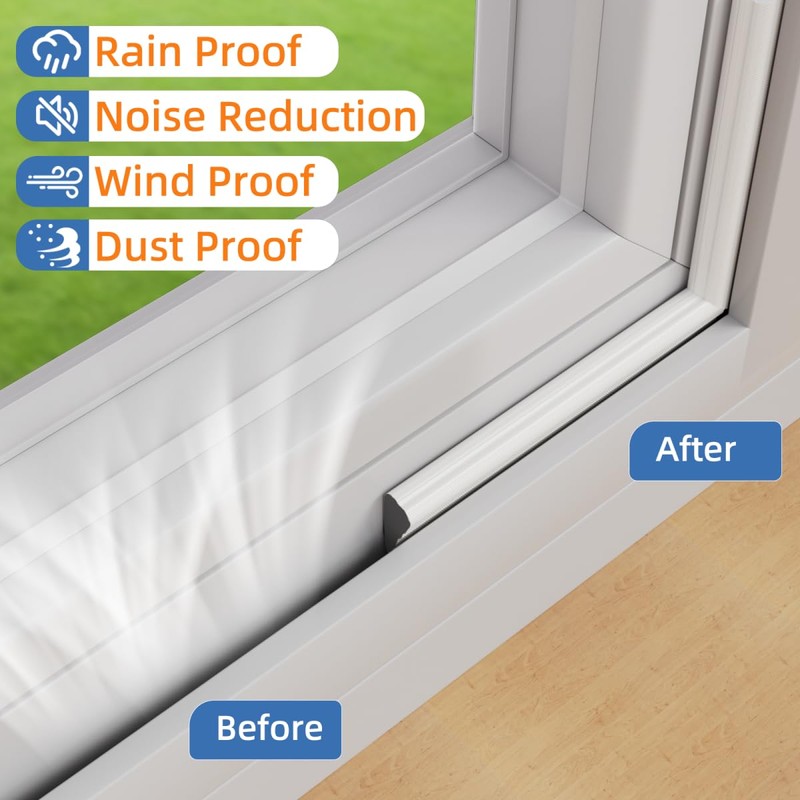 Wedge-Shape Window Weather Stripping Door Frame Seal Strip 2Pcs×196" White,Upgrade