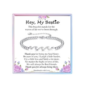 Friendship Gifts for Women, Bestie Bracelet Birthday Gifts Ideas for Best Friends, The Waves of Life We've Through Together Bracelet Presents Motivational Jewelry Christmas Stocking Stuffers Gifts