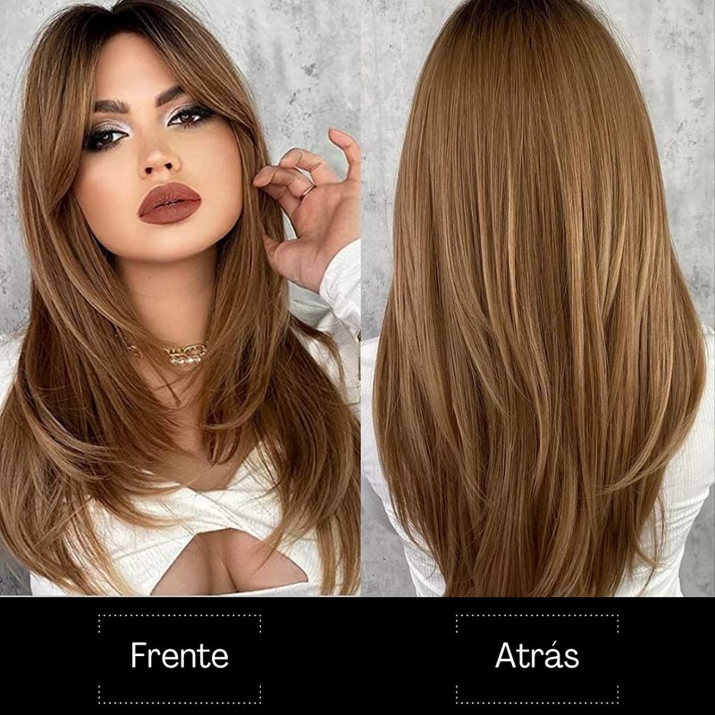GAIBMAX - Pelucas para mujer cabello aspecto natural, peluca de