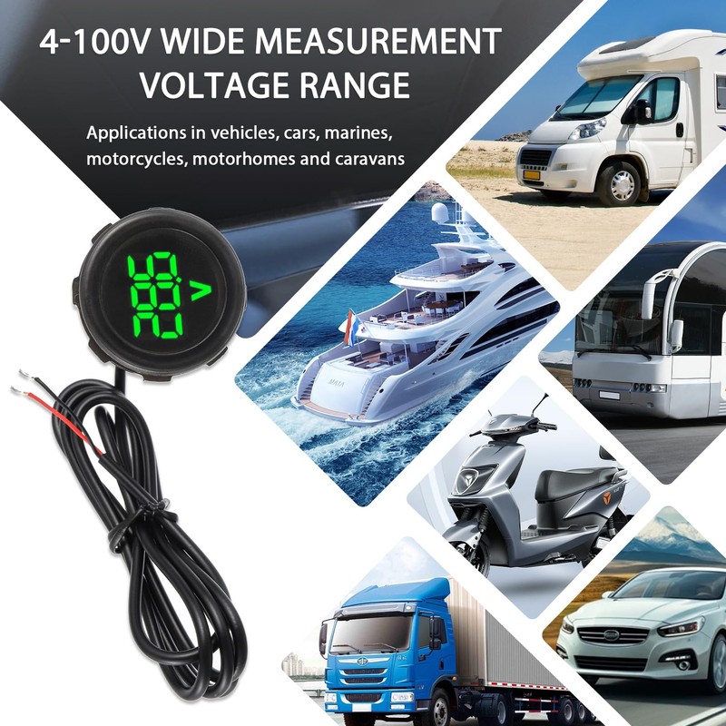 EPLZON 2pcs Digital Voltmeter DC 4-100V 2 Wires 3-Digit LED