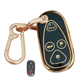 QIXIUBIA Keyless Entry Remote for Acura Key Fob Cover Protective Gloves Fits for Acura CL RL TL TSX RSX Smart Key (Black-Gold)