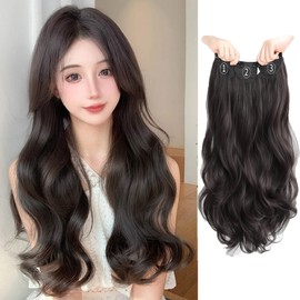 Limakara Nape Wig, Set of 3, Clip Type, Curls, Long, 23.6 inches (60 cm), Extension, Curly Hair, One Touch, Easy to Wear, Volume Up, Mat, Daily Use, Heat Resistant, Natural Fashion, Partial Wig, Hair