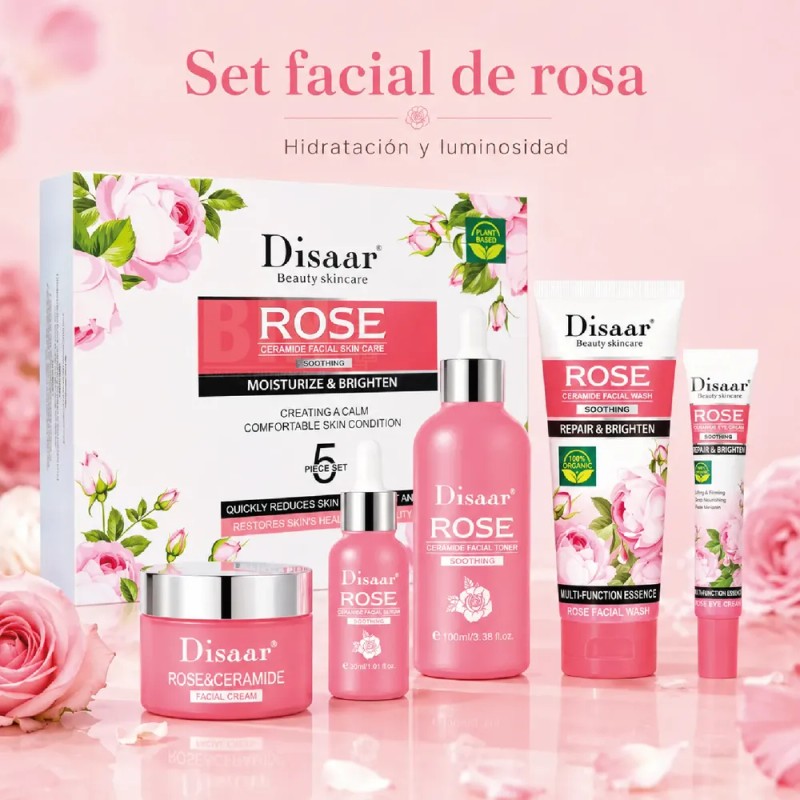 Crema Extracto Rosas. Ceramidas, Arrugas, Hidratante, 5 Pzs