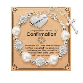 Lydow Confirmation Gifts for Teen Girls Catholic Gift Bracelet Religious Cross Jewelry Girl Kids Goddaughter Daughter Granddaughter Niece Silver