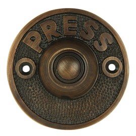 A29 Oil Rubbed Bronze Doorbell Button – 2 1/2" x 2 1/2" – Vintage Decorative Style Push Button in Brass with Recess Mount – Antique Finish, Wired for Two-Wire Chimes, Weather Resistant, DIY Install