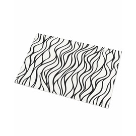 Indoor Doormat Abstract Minimalist Stripe Art,Shaggy Floor Mat with Non-Skid Backing Black Wave Line on White,Machine Washable Plush Area Rug Carpets for Kitchen Nursery Bedroom