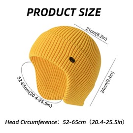 SeClovers Beanie Hats for Men Winter Knit Skull Running Ski Cap Thermal Ear Flaps Warmers Stretchy Helmet Toque Yellow