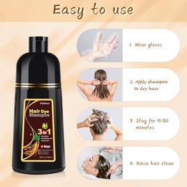 Bablabear Chestnut Brown Hair Color Shampoo Instant Hair Dye 500ML 3 en 1 Color Shampoo para Cabello Oscuro - Duradero y Fácil de Usar