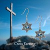 Star of David Earring for Women Sterling Silver Cross Abalone
