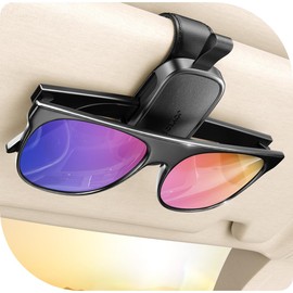 JOYROOM Sunglass Holder for Car Visor Magnetic Leather One-Handed Operation Non-Slip Universal Car Visor Clip Accessories (Black)