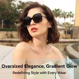 Dollger Oversized Square Retro Sunglasses Women Men Large Fashion Glasses Shades for Men Women UV Protection, Brown and black