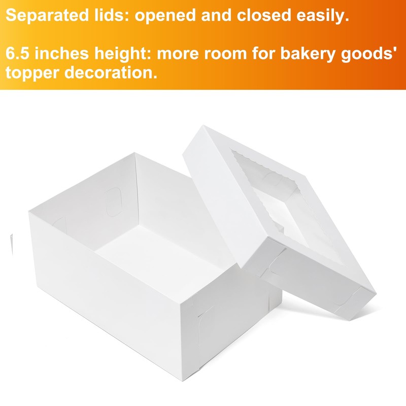 Wowxyz 12pcs 14x10x6.5 Cake Boxes Rectangle Quarter Sheet 1/4 Sheet