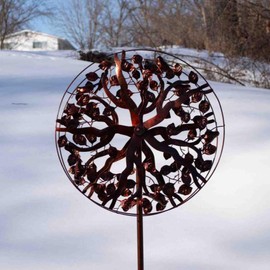 Chalily Tree of Life Garden Wind Spinner Outdoor Spinners for Yard Decoration and Sculpture Extra Large Metal Spinning Kinetic Art Giant Lawn Decorations Solar Wind Power Sculptures Decor no Motor
