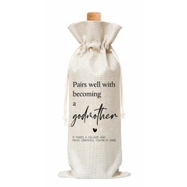 Godmother Proposal Gifts, Godmother Gifts Wine Bag, Godparents Proposal Gifts, God Mother Gifts For Women, 1 Pc Burlap Wine Bottle Cover Bag (A03)