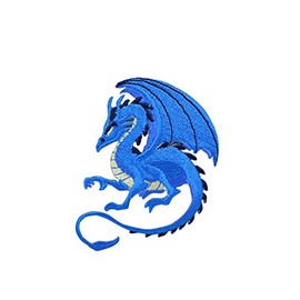 Blue Dragon - Facing Left - Legendary/Mythical/Fantasy - Embroidered Iron on Patch