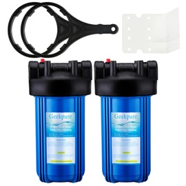 Geekpure 10-Inch Whole House Water Filter Housing 4.5"x10" -Blue Color-1-Inch Inlet -Pack of 2