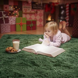 5x8 Ft Green Rugs for Bedroom Living Room, Soft Modern Indoor Fuzzy Shaggy Area Rug, Non-Slip Fluffy Furry Rug for Teen Girls and Boys,Nursery Kids Room Dorm Home Decor, High Pile Plush Floor Carpet