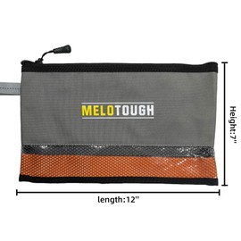 Melo Tough Multi Small Tool Pouch Small Tool Bag Zipper Bag Zipper Pouches, Durable Storage Organizer Tote bag 2 packs (Grey+Orange)