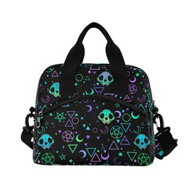 ALAZA Lunch Bags for Women Adults Girls Boys, Magic Skulls Insulated Lunch Box with Shoulder Straps and Handle, Crossbody Tote Lunch Bag for School Office