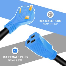 SCITOO 30AMP to (2)15AMP 2.5Feet RV Extension Cord,Heavy Duty 3,STW 10AWG/3C gauge wires RV Power Cord for RVs, Generators, Campers, ETL/CETL Listed