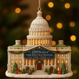 6 Pcs USA 250th Anniversary Ornaments 2D Acrylic Patriot Memorial Ornament Unique 250 Years of The United States Commemorative Hanging Decor for Christmas Tree 2026 Independence Day Hanging Ornaments