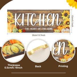 3 Pieces Kitchen Decor Gift Wooden Thankful Grateful Blessed Wall Decor Maple Pumpkin Hanging Wall Art Signs Fork and Spoon Rustic Farmhouse Sunflower Kitchen Decor for Home (Light Brown, Pumpkin)