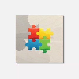 Unbranded Autism Puzzle 4'' X 4'' Square Wooden Coaster