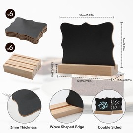Wipe-Clean Wooden Chalkboard, 6 Pieces Wooden Mini Chalkboard Signs, Chalkboards Small, Chalkboards for Labelling, Blackboard Table Top Signs for Buffet, Blackboards Plastic for Wedding