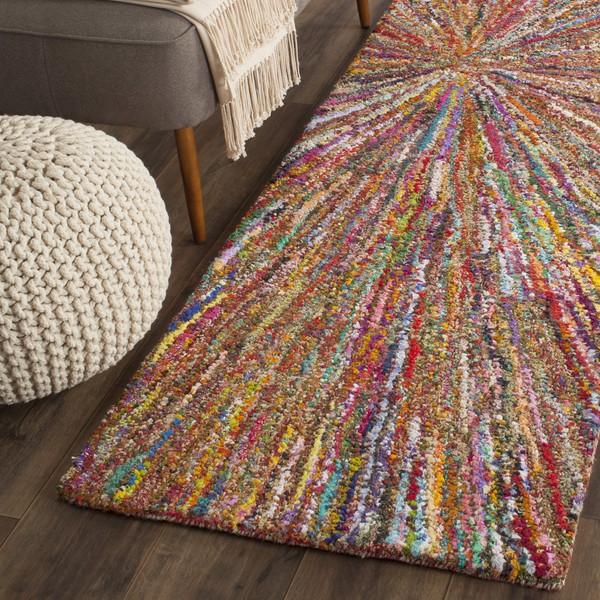 Safavieh Nantucket Collection NAN319A Handmade Abstract Burst Multicolored Cotton Runner