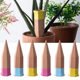 MKNZOME Plant Watering Devices, Terracotta Plants Self-Watering Stakes, Automatic Plant Watering Set, Slow Release, Holiday Plant Nanny for Potted Plants, Flowers, Trees, 6 x 190 ml