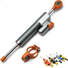 KDEGK Motorcycle Accessories Damper Stabilizer Damper Steering shockproof For bajaj pulsar 200ns 200 NS/200 RS/200 AS All years(Black silver box)