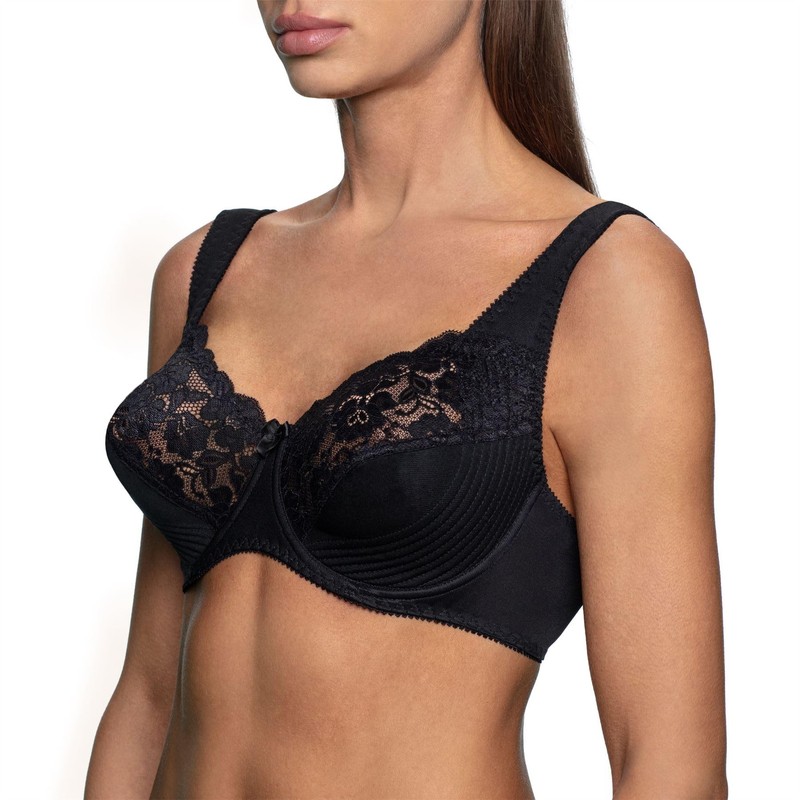 frugue Underwired Minimiser Ladies Bra with Side Support Black UK