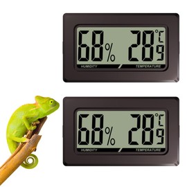 Digital Thermometer Hygrometer for Reptile Terrarium, Rectangular Shape with Press Studs on the Side for Terrarium, Reptiles, Terrariums, Pack of 2/3