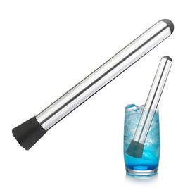 1 Pcs Cocktail Muddler, Stainless Steel Muddler with Grooved Head, Multi-Functional Cocktail Stirrers, 21cm Stainless Steel Mashers Fruit Mixer Ideal Bartender Tool Barware