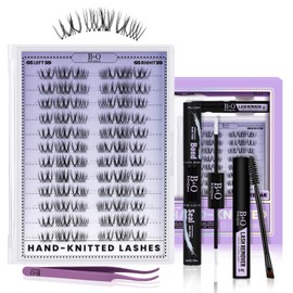 Lash Clusters Kit-Hand-Knitted Lash Extension Kit 72pcs Lash Trios Eyelash Clusters Lightweight & Reusable Eyelash Extension Kit 5x Long-Lasting Cluster Eyelash Extensions at Home(Stellar 12 pairs)