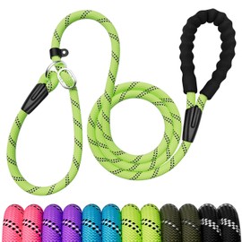 Slip Lead Dog Leash 6FT, Heavy Duty 1.8m Anti-Choking Rope Slip Leash, Reflective Strong Sturdy Rope Lead for Large Medium Small Dog, 1/2 inch(12cm), Green