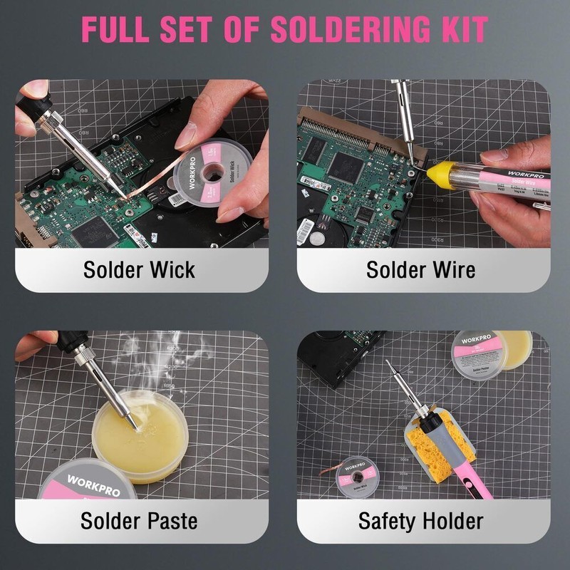 WORKPRO Soldering Station 60W Soldering Iron Kit Digital Display 5