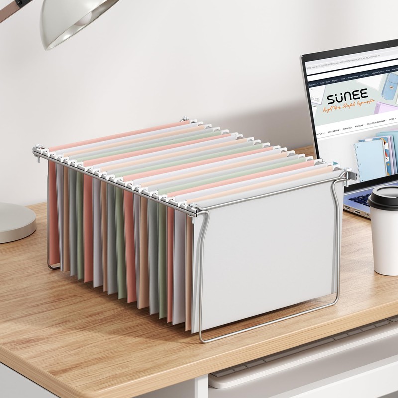 SUNEE Hanging File Folder Frame, Letter Size Files Holder Bars