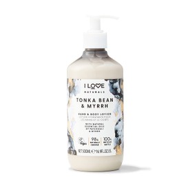 I Love Naturals Tonka Bean & Myrrh Hand & Body Lotion, Essential Oils of Patchouli & Myrrh, Crafted With Ingredients Such as Shea Butter, 100% Recycled Bottle & Vegan-Friendly - 500 ml