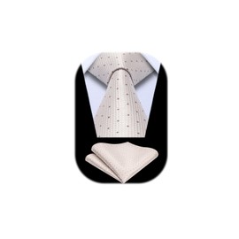 Enlision Ties for Men Wedding Plaid Tie with Pocket Square Formal Business Tie & Handkerchief Set, champagner