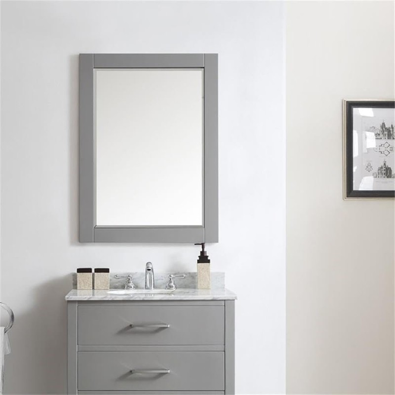 VINNOVA Florence 30" Bathroom Vanity Framed Wall Mirror in Gray