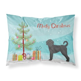 Caroline's Treasures Black Labradoodle Christmas Tree Fabric Standard Pillowcases, Multicolor