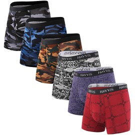 HAVVIS Men's Performance Underwear Boxer Briefs Soft Comfortable Bamboo Viscose Underwear for Men Multipack (L, Boxer Briefs : B05-6 Pack)