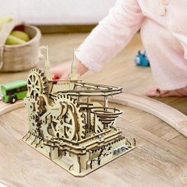 F Fityle Wooden Track Marble Toy Intelligent Puzzle Assembly Toy Marble Run Building Kits Mechanical Model Kits for Holiday Decoration