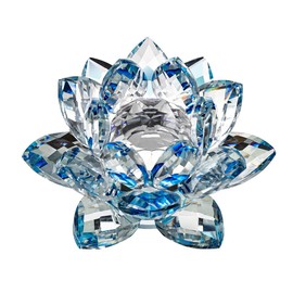 Lotus Crystal, Fine Quartz Crystal Glass, Flower Natural Stones Minerals, Lotus Flower Ornaments, Feng Shui Ball Crystals, Home Accessories, Crafts, Table Decoration, Wedding Souvenirs, Blue