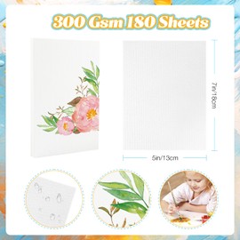 Watercolor Paper Watercolour Paper 5"x7" 140lb/300gsm 180 Sheets Water Colour Paper Watercolour Paper Pad Papier Aquarelle Paint Paper Art Paper Painting Paper Mixed Media Paper Watercolor Postcards