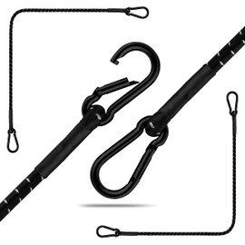 CLIFFORD Tensioning Rubber with Carabiner - 30 cm to 140 cm I Robust Tie Down Straps with Hooks I Tensioning Elastic Strap with Hooks for Car Boot Bicycle Awning I Expander with Carabiner I Rubber