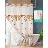 No Hook Thanksgiving Shower Curtain with Snap in Liner Set,Autumn