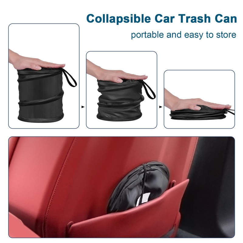 Kincown Car Trash Can, 2 Packs Mini Collapsible Pop-up Car